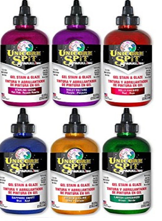 Unicorn SPiT Sparkling Unicorn SPiT Bundle All 6 Sparkle Colors (8oz) Sapphire Swift, Violet Vulture, Dolly Firebird, Golden Gosling, Lavish Lovebirds, Starling Sasha with 4 Page Guide Book - Image 1