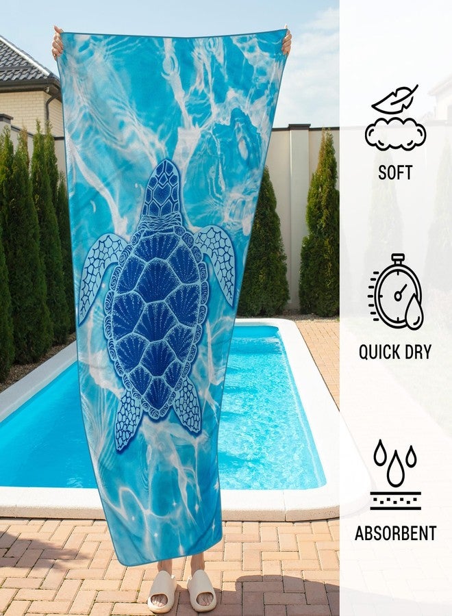 Gogreen Quick Dry Sand Free Beach Towel for Travel Pool Lightweight 71x32 in Absorbent Microfiber Oversized Towels Yoga Bath Camping Sport - Stylish Unique Gift - Sea Turtle - Image 5