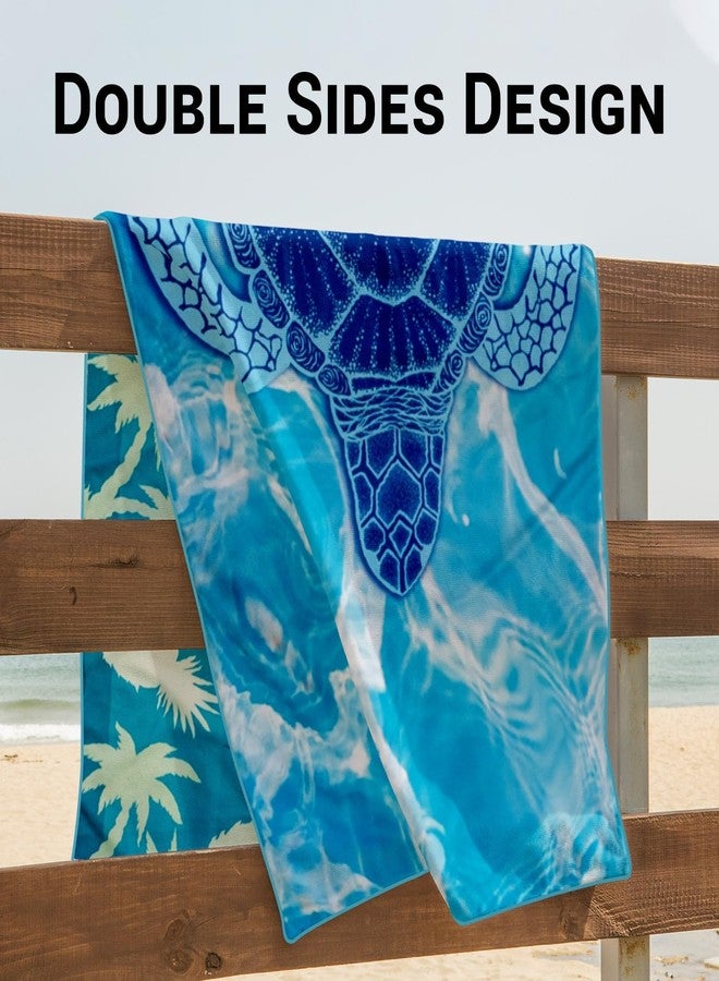 Gogreen Quick Dry Sand Free Beach Towel for Travel Pool Lightweight 71x32 in Absorbent Microfiber Oversized Towels Yoga Bath Camping Sport - Stylish Unique Gift - Sea Turtle - Image 4