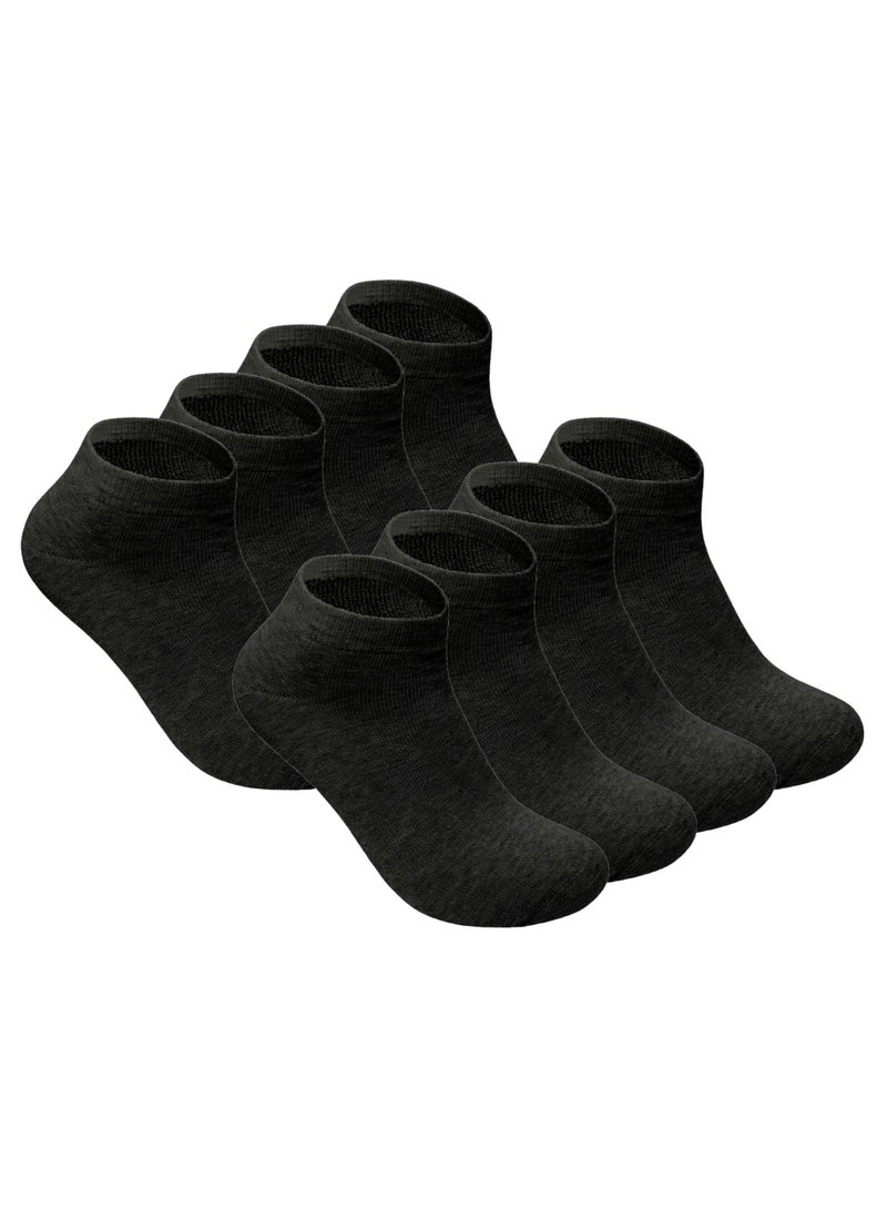 Tango Multi Pack Men's Short Ankle Cushion Socks - Comfort Fit Polyester Socks for Men - Free size EU 40 to 45 (UAE/KSA, Alpha, One Size, Regular, Regular, 8, 8 Pairs - All Black)