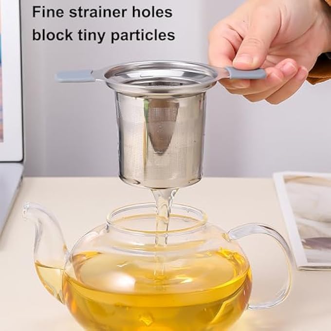 Funito Tea Infuser Strainers For Loose Tea Stainless Steel Loose Leaf Tea Strainer Stepper With Heat Proof Double Handles Extra Fine Mesh Tea Ball Infusers Tea Diffuser Holder Filter For Mugs - Image 4
