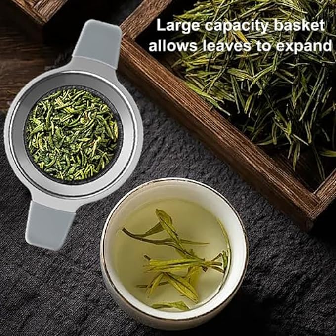 Funito Tea Infuser Strainers For Loose Tea Stainless Steel Loose Leaf Tea Strainer Stepper With Heat Proof Double Handles Extra Fine Mesh Tea Ball Infusers Tea Diffuser Holder Filter For Mugs - Image 5