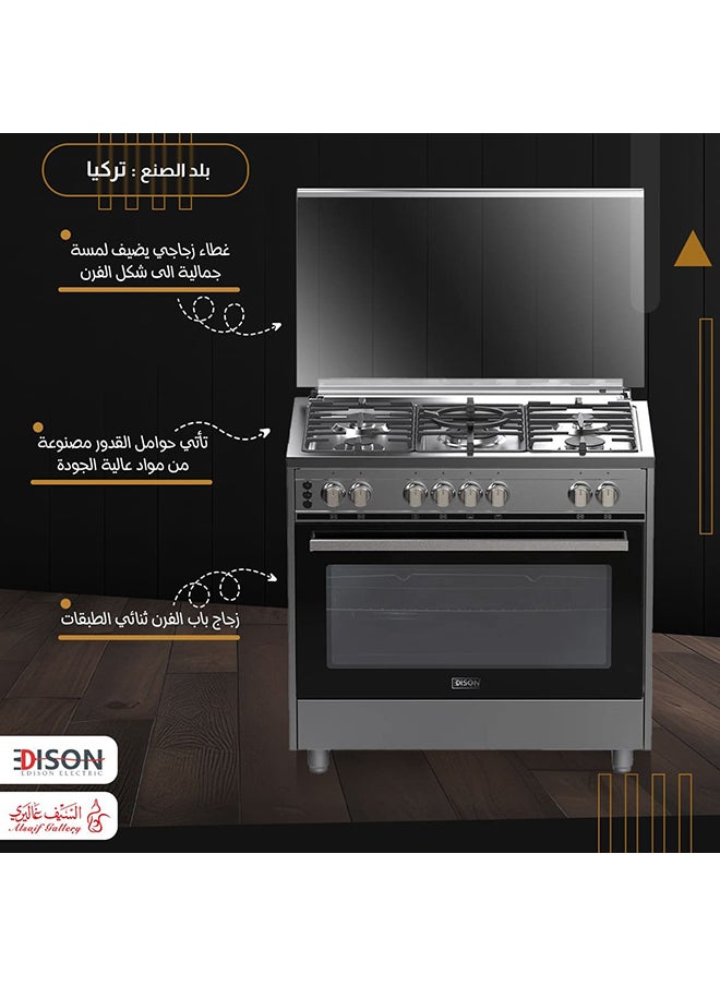 EDISON Edison Free-standing Gas Oven, Heavy-Duty, Stainless Steel, 5 Burners, 60×90 cm  - Image 3