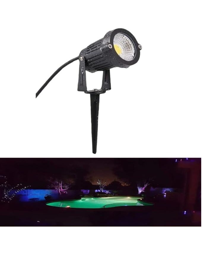 ESNCO Outdoor Landscape LED Light 7W Waterproof Graden Light COB Led Spotlight with Spiked Stand for Lawn Garden Decorative Lamp (RGB (Multi Color))  - Image 1