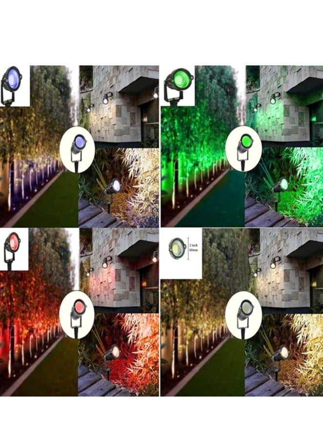 ESNCO Outdoor Landscape LED Light 7W Waterproof Graden Light COB Led Spotlight with Spiked Stand for Lawn Garden Decorative Lamp (RGB (Multi Color))  - Image 5