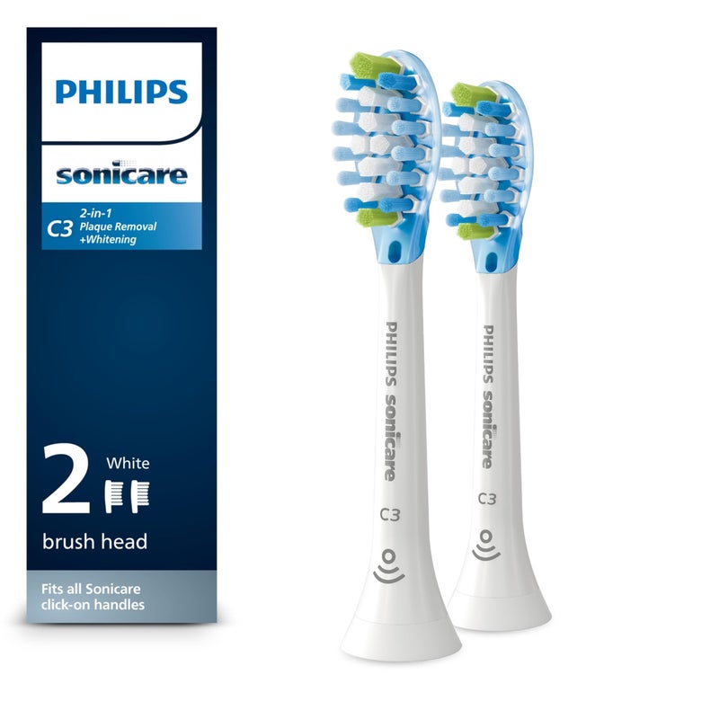 Philips Sonicare C3 TwoinOne Genuine Replacement Electric Toothbrush Heads White 2 Pack HX904265 - Image 2