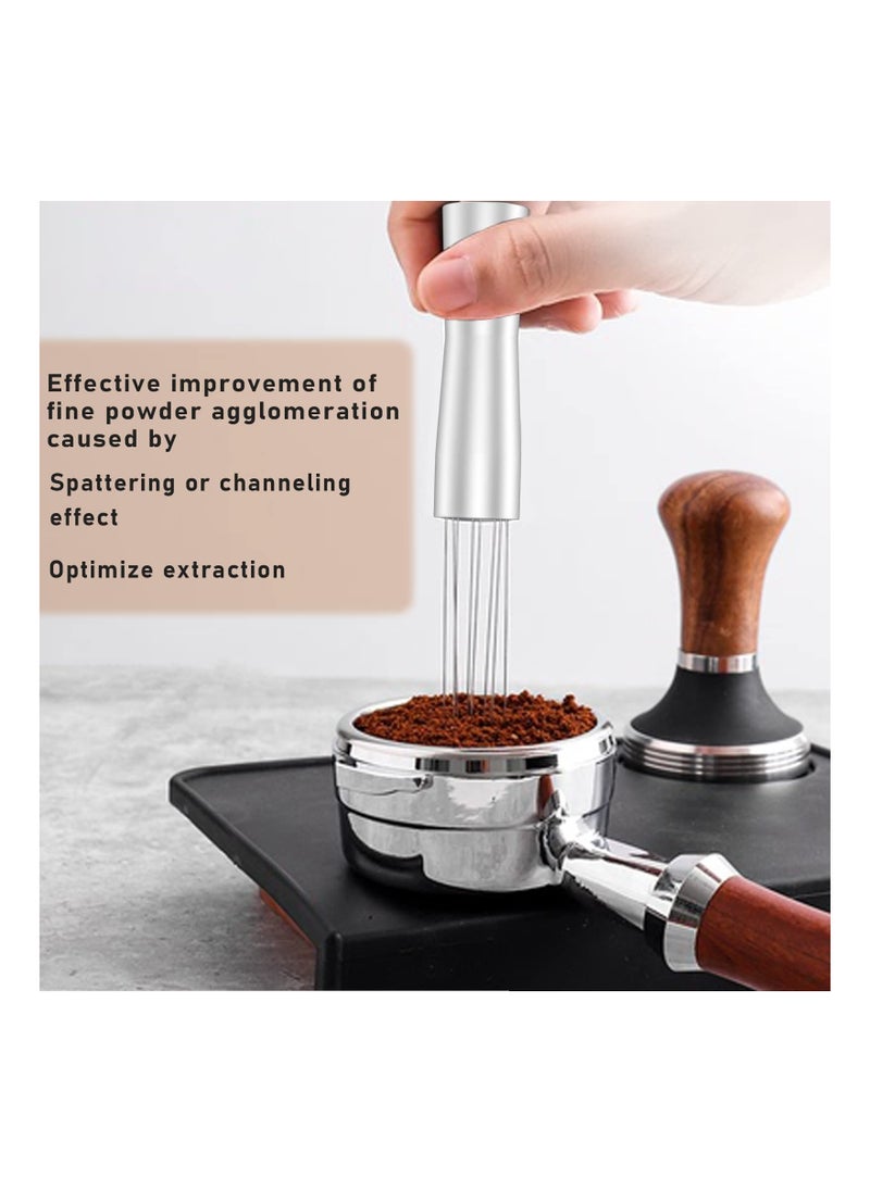 SYOSI SYOSI Espresso Coffee Stirrer, Wdt Tool Coffee Distribution Tool Needle Coffee Powder Stirrer Hand Tamper Distributor Kitchen Gadgets Tool, Silver  - Image 3