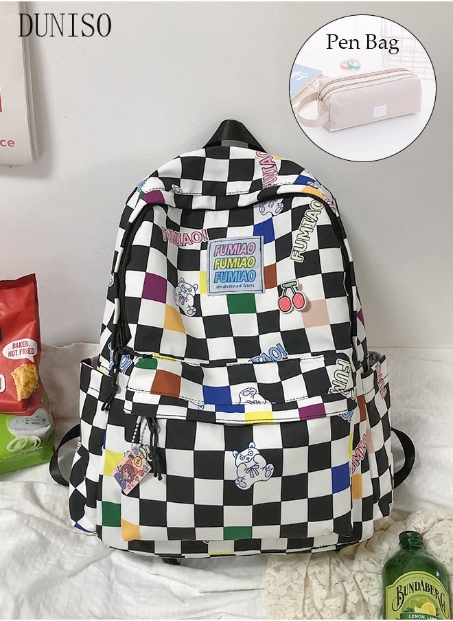 DUNISO School Backpack with Pencil Case Waterproof Book Bag with Compartments for Teen Girl Kid Students Elementary School Kids' School Bag Large Capacity  - Image 1