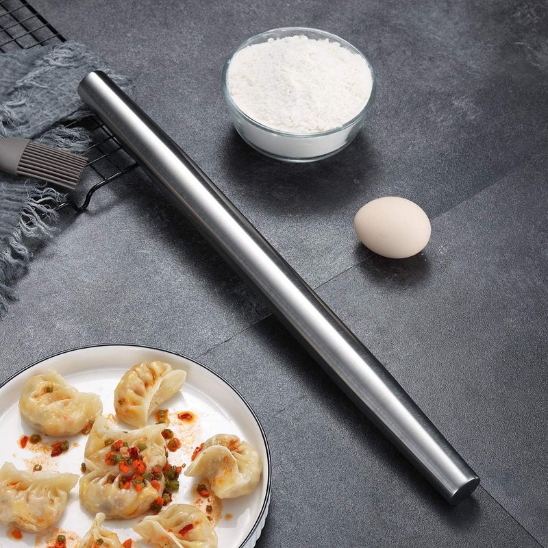 Berglander Stainless Steel Rolling Pin, Matte Finish 16.7 Inches, Rolling Pin For Baking Pizza Dough, Pie, Cookie, Essential Kitchen Utensil Gift Ideas For Bakers. - Image 3