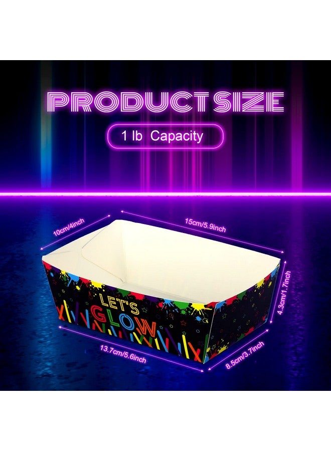 Junkin 50 Pcs Neon Party Supplies Neon Party Paper Bowl Neon Party Decorations Glow In Dark Birthday Party Paper Food Trays For Glow Party Neon Colorful Graffiti Party Decoration Favors - Image 3