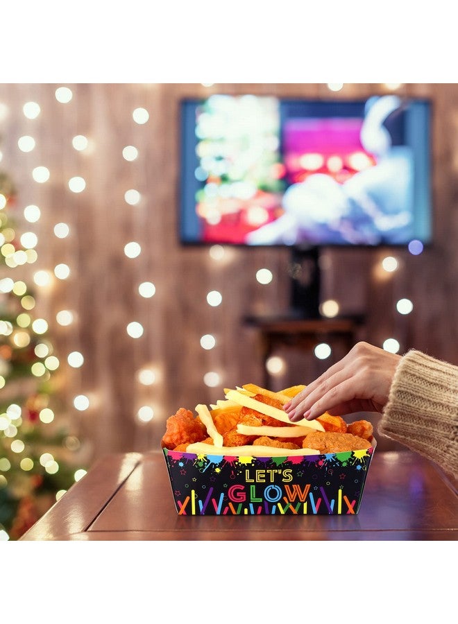 Junkin 50 Pcs Neon Party Supplies Neon Party Paper Bowl Neon Party Decorations Glow In Dark Birthday Party Paper Food Trays For Glow Party Neon Colorful Graffiti Party Decoration Favors - Image 5