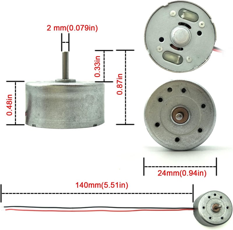 EUDAX Mini Generator Motors 3V12V DC Motor Electric Motor for DIY Toys Wind Turbine Generator Hand Cranked Power Generator Model Plastic Motor Holder - Image 2