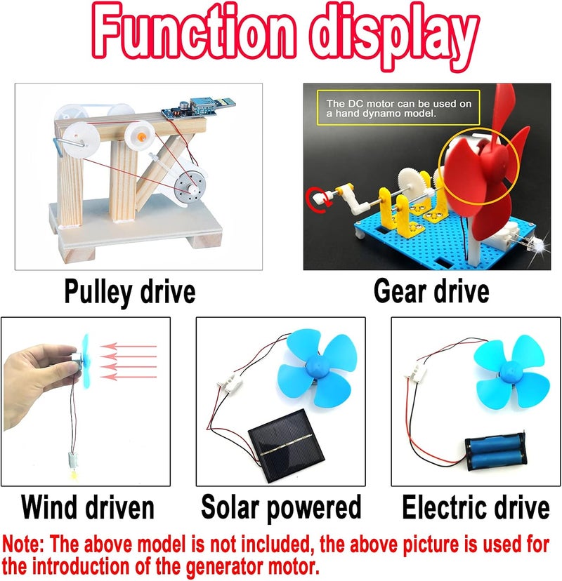 EUDAX Mini Generator Motors 3V12V DC Motor Electric Motor for DIY Toys Wind Turbine Generator Hand Cranked Power Generator Model Plastic Motor Holder - Image 4