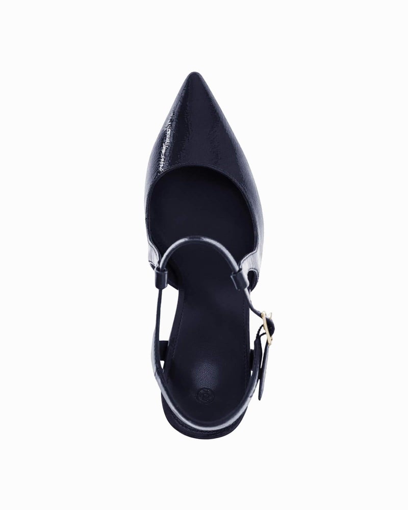 Coutgo Womens High Heels Pointed Toe Ankle Strap Pumps Patent Leather Sexy Stiletto Office Wedding Dress Shoes, Navy, Size 8 - Image 5