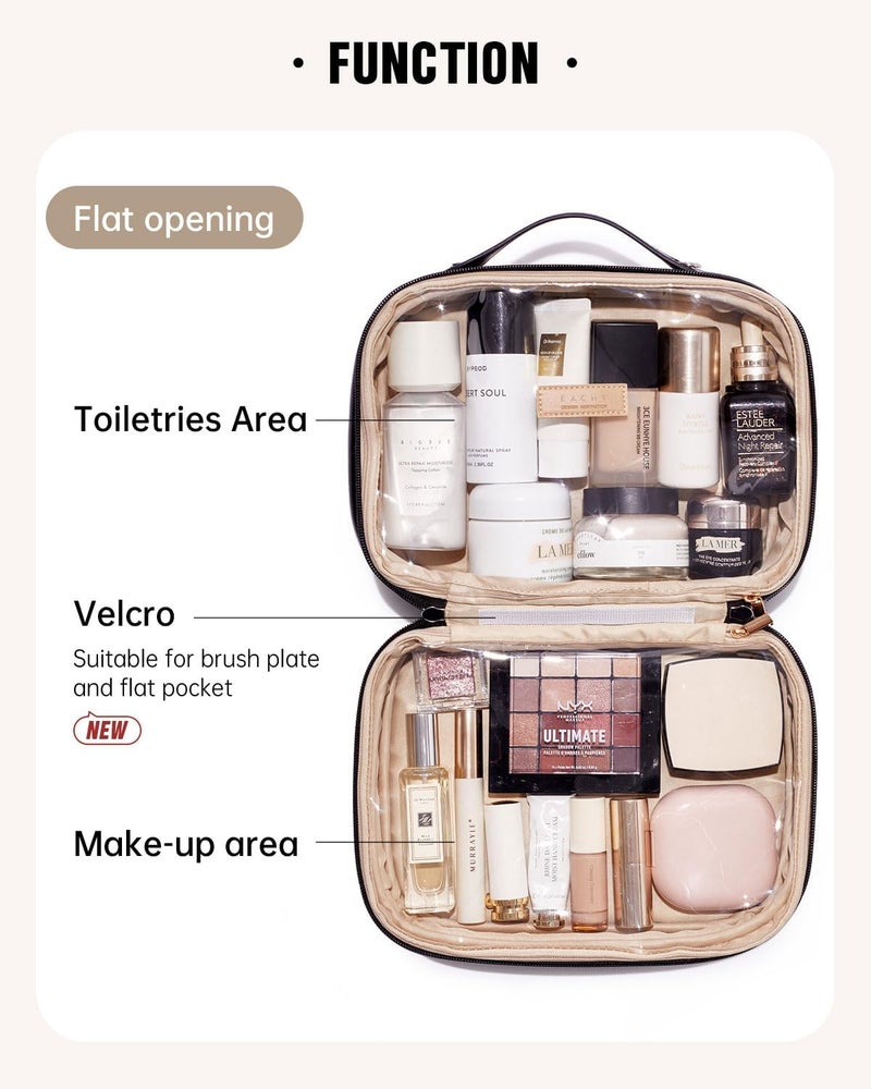 EACHY Travel Makeup Bag,Large Capacity Cosmetic Bags for Women,Waterproof Portable Pouch Open Flat Toiletry Bag Pattern Makeup Bag - Image 2