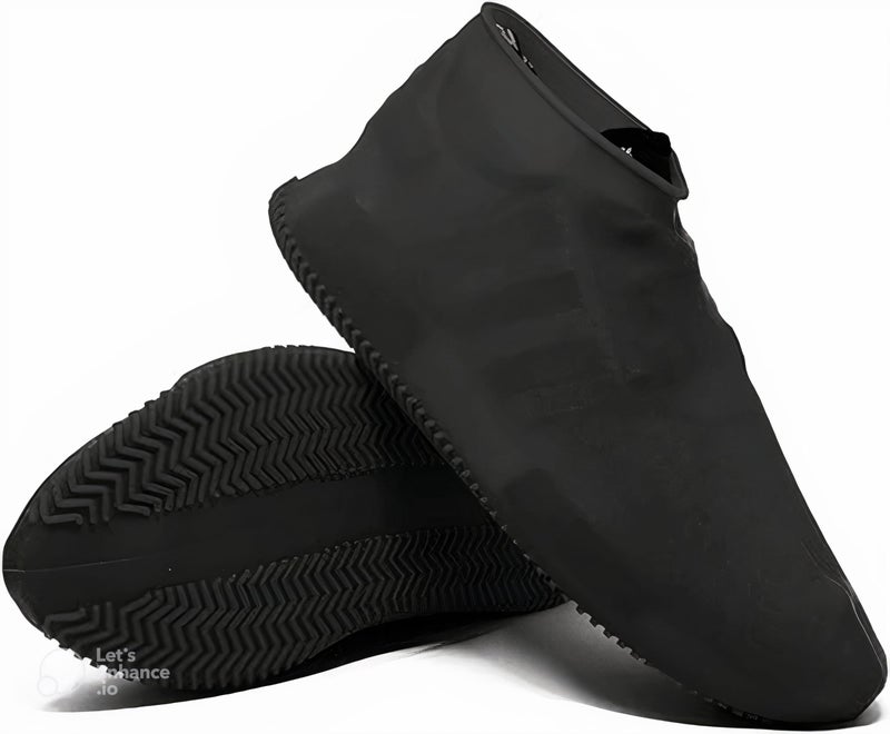 FEXMY Waterproof Silicone Shoe Covers for Men and Women – Reusable, Non-Slip Overshoes for Rain, Snow, Travel, Outdoor Use – Durable Shoe Protector from Water. (Black, L: Size US 6.5-10) - Image 1