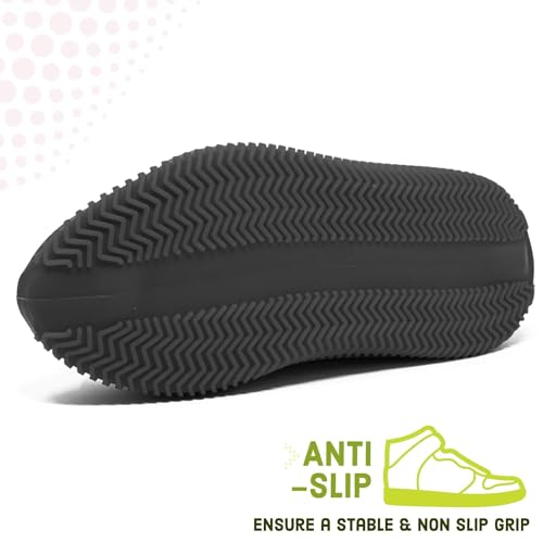 FEXMY Waterproof Silicone Shoe Covers for Men and Women – Reusable, Non-Slip Overshoes for Rain, Snow, Travel, Outdoor Use – Durable Shoe Protector from Water. (Black, L: Size US 6.5-10) - Image 5