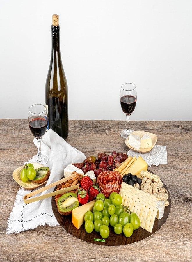 Restaurantware Cater Tek 13.8 Inch Charcuterie Boards 10 Faux Wood Cheese Boards - Round Stackable Dark Paper Cardboard Charcuterie Boards Disposable For Serving At Catered Events - Image 3