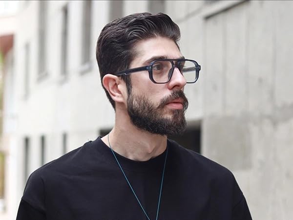 PORADAY Blue Light Blocking Glasses for Women Men 70s Retro Square Aviator Eyeglasses Rectangle Computer Eyewear(Black+Clear Brown) - Image 2