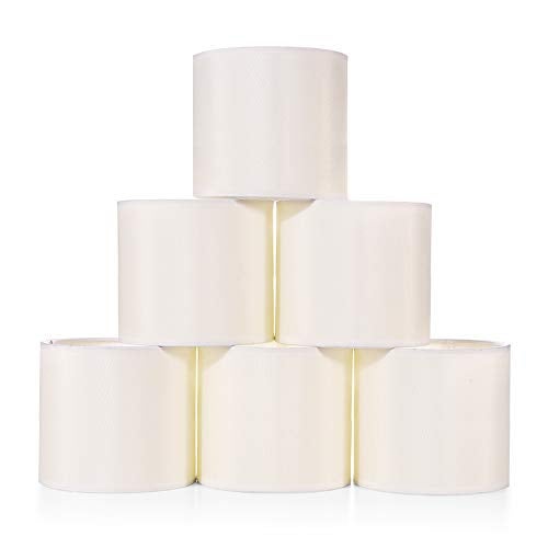 Wellmet Small Lamp Shades,ONLY for Candle Bulbs,Clip-on Drum Mini Lampshades,Set of 6, 5.5"x 5.5"x5",Cream White - Image 1
