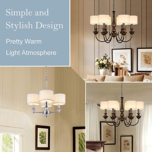 Wellmet Small Lamp Shades,ONLY for Candle Bulbs,Clip-on Drum Mini Lampshades,Set of 6, 5.5"x 5.5"x5",Cream White - Image 5
