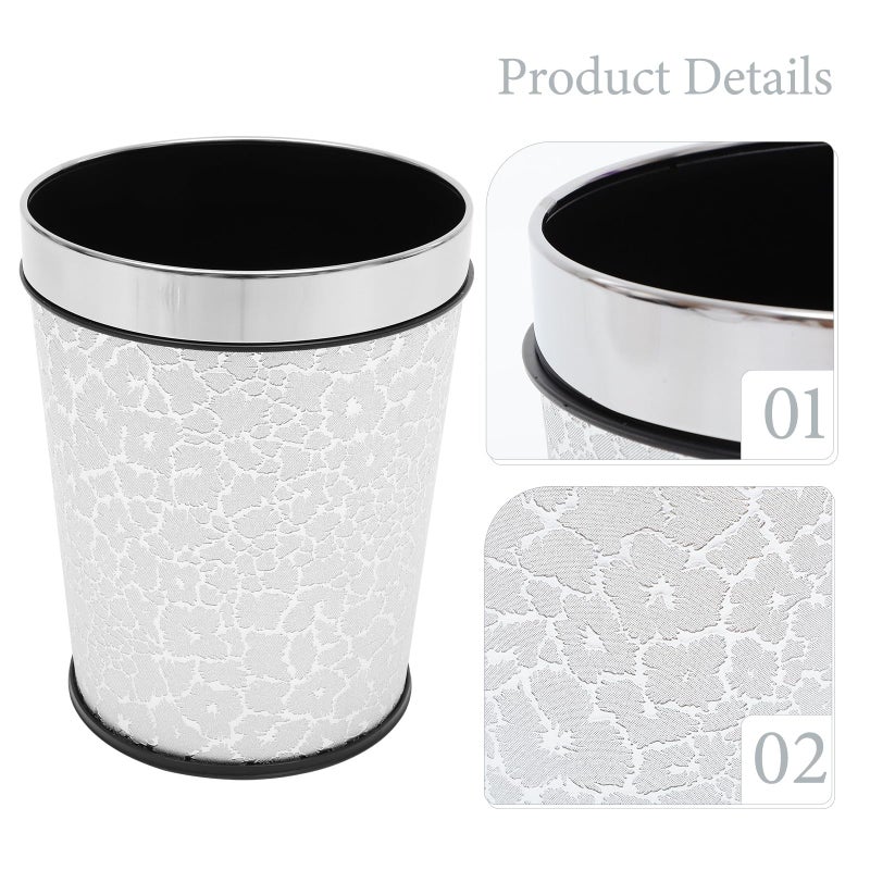 Silver Small Open Top Trash Can Wastebasket for Home Office Bedroom Bathroom - Image 5