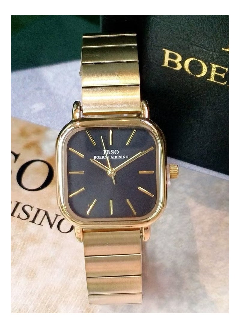 آي بي أس أو ساعة IBSO نسائية بسوار ذهبي اللون ومينا مربعة S9258L - Image 2