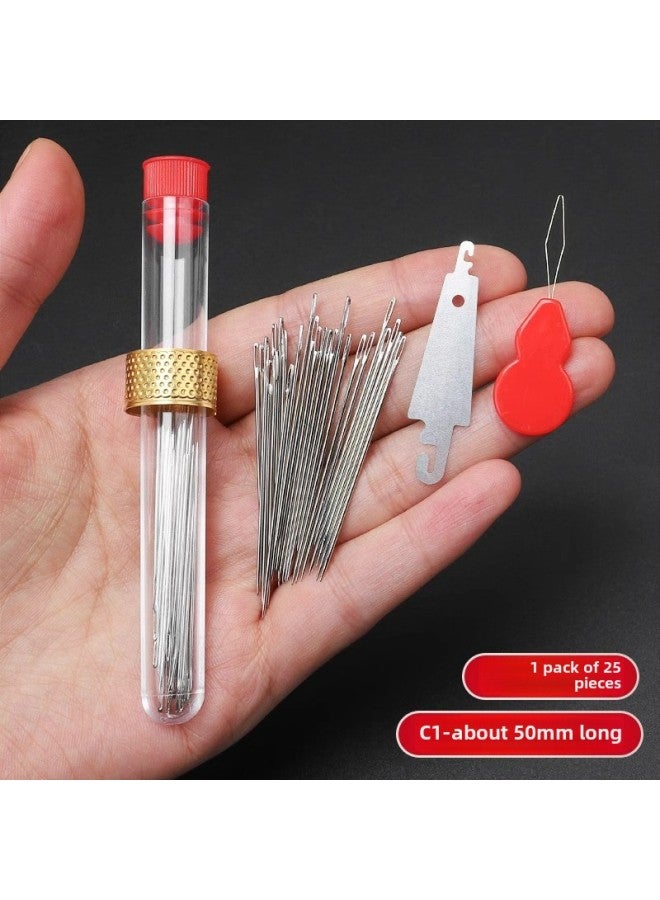 Household Eye Needle Sewing Needle Special Long Needle Thick Needle Big Nose Needle Large Hole Steel Needle For Old People Hand Sewing Needle-Color:5.0cm Long Free Gifts  - Image 1