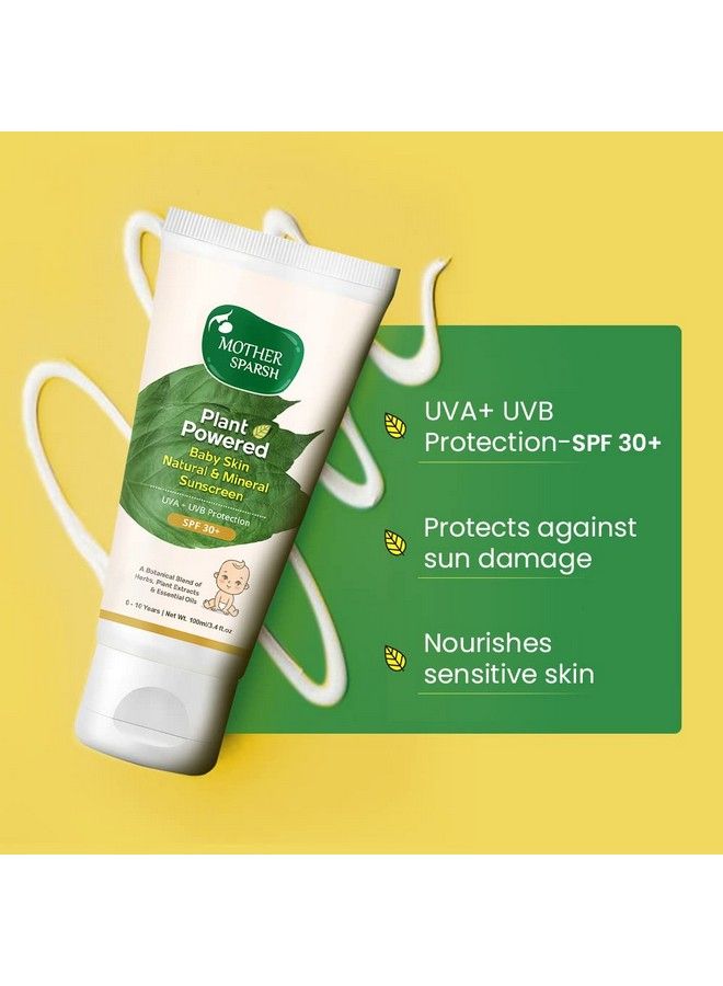 Mother Sparsh لوسيون واقي شمس طبيعي للأطفال مع SPF 30+ لحماية UVA و UVB; مكونات مشتقة من النباتات 95% أساسها حيوي 100 مل - Image 3
