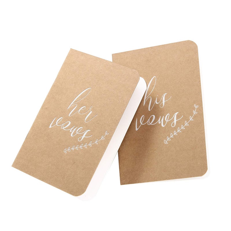 AKITSUMA Vow Books Wedding Vows Book His and Hers Vow Book Brown Kraft Paper Set of 2 USAKI012 Kraft