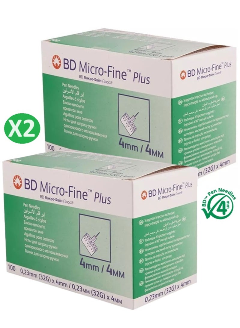 BD BD Micro-Fine Plus Insulin Pen Needle 32G X 4Mm 100's (2 Pack)  - Image 1