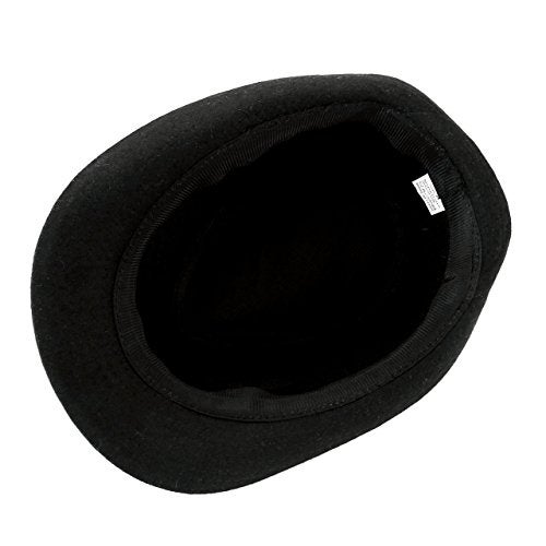 FALETO Unisex Classic Manhattan Fedora Hat with Black Band Fashion Casual Jazz Wool Cap (Black) - Image 4