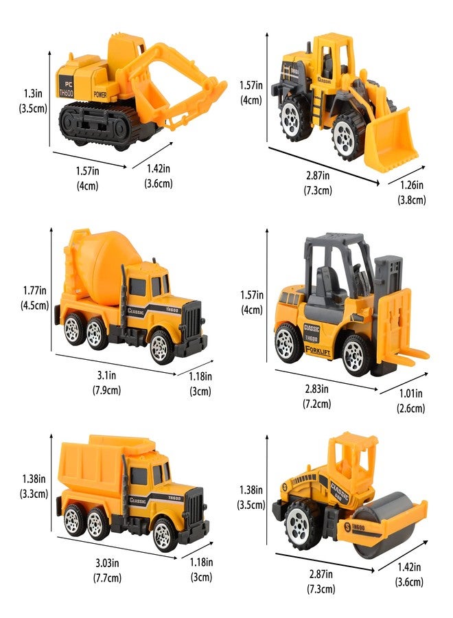 BenRich 6Pcs Mini Die Cast Car 1/64 Scale Alloy Construction Truck Vehicle Model Toy Set - Dump, Excavator, Forklift, Road Roller, Bulldozer, Mixer - Toy Cars for Kids Boys Girls Birthday Xmas Present - Image 2