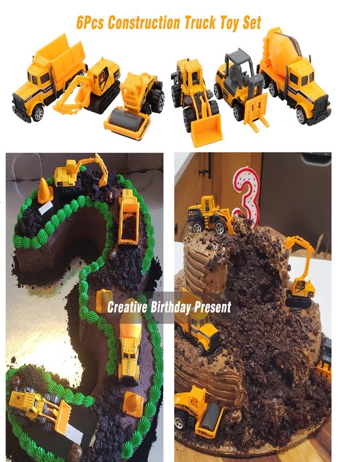 BenRich 6Pcs Mini Die Cast Car 1/64 Scale Alloy Construction Truck Vehicle Model Toy Set - Dump, Excavator, Forklift, Road Roller, Bulldozer, Mixer - Toy Cars for Kids Boys Girls Birthday Xmas Present - Image 4