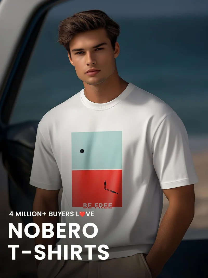 NOBERO  NOBERO 100% Cotton T-Shirts Combo Pack for Men for Men | Best Price UAE