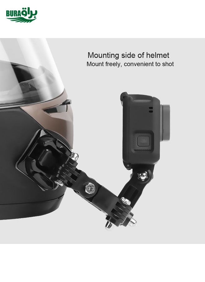 BURAQ - Cycling Helmet Adhesive Multi-Joint Arm Fixed Mount Set with J-Hook Buckle Mount & Screw for GoPro, Insta360, DJI and Other Action Cameras - Image 1