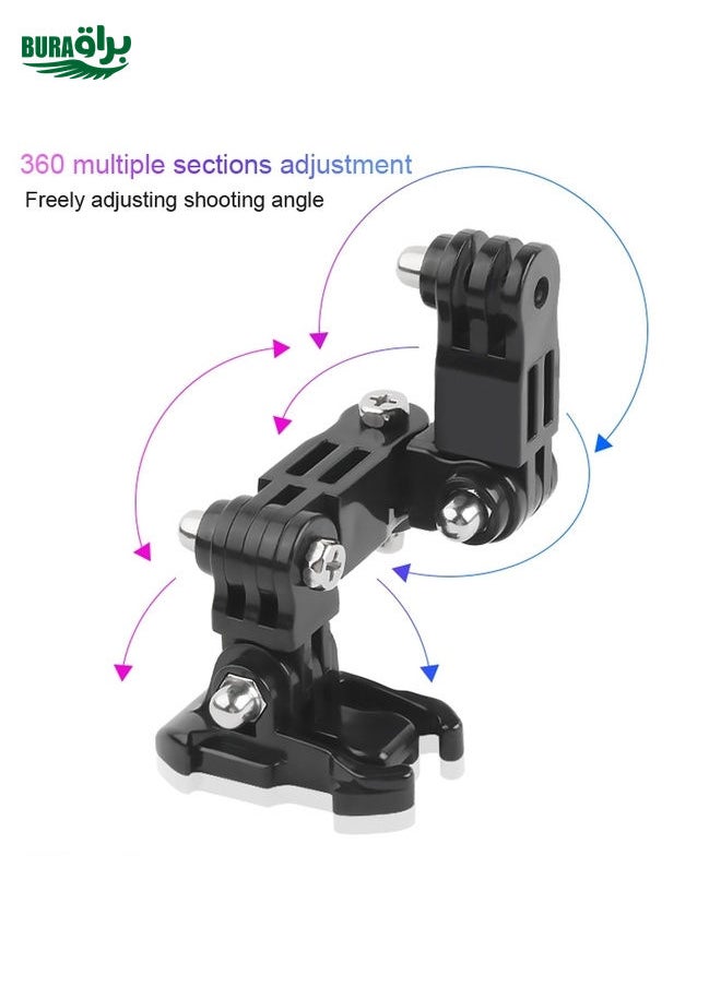 BURAQ - Cycling Helmet Adhesive Multi-Joint Arm Fixed Mount Set with J-Hook Buckle Mount & Screw for GoPro, Insta360, DJI and Other Action Cameras - Image 1