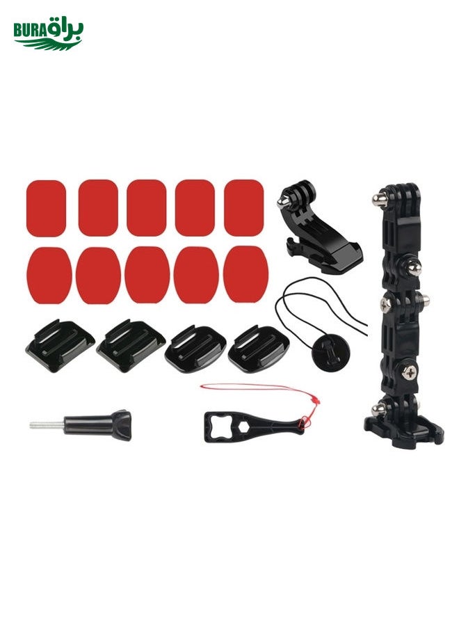 BURAQ - Cycling Helmet Adhesive Multi-Joint Arm Fixed Mount Set with J-Hook Buckle Mount & Screw for GoPro, Insta360, DJI and Other Action Cameras - Image 1