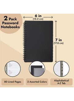 Juvale 2Pack Spiral Password Keeper Book With Alphabetical Tabs Password Notebook For Internet And Computer Login Username Passwords For Home Office Gray Black (80 Lined Pages 5X7 In)  - Image 5