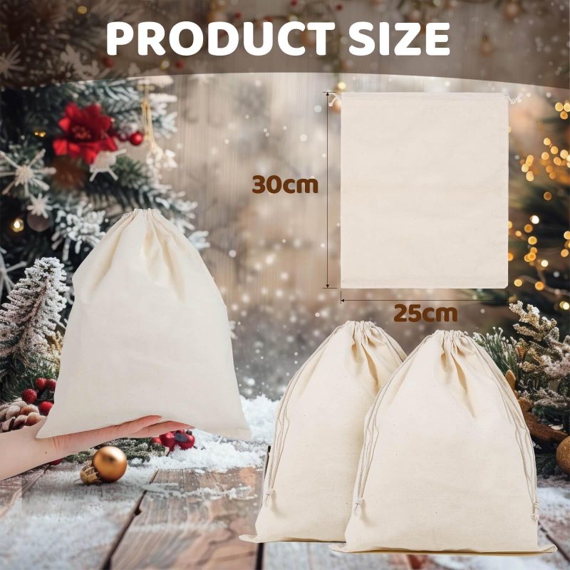 Cotton Drawstring Bags 20x30 Cm Effortless Gift Presentation With Natural Muslin Pouches - Game Changer For Crafters For Weddings Christmas Halloween And Diy Crafts Parties - Image 2