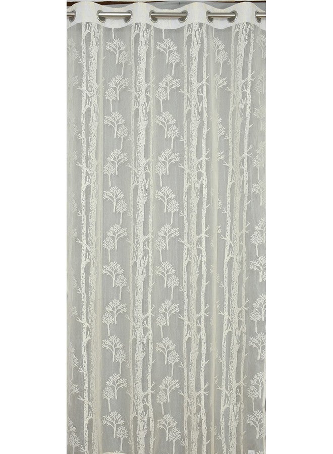 Homefab India Pack of 2 Tissue Curtains Sheer Panel Transparent Net - 7 feet, Door, Cream, Floral - Image 4