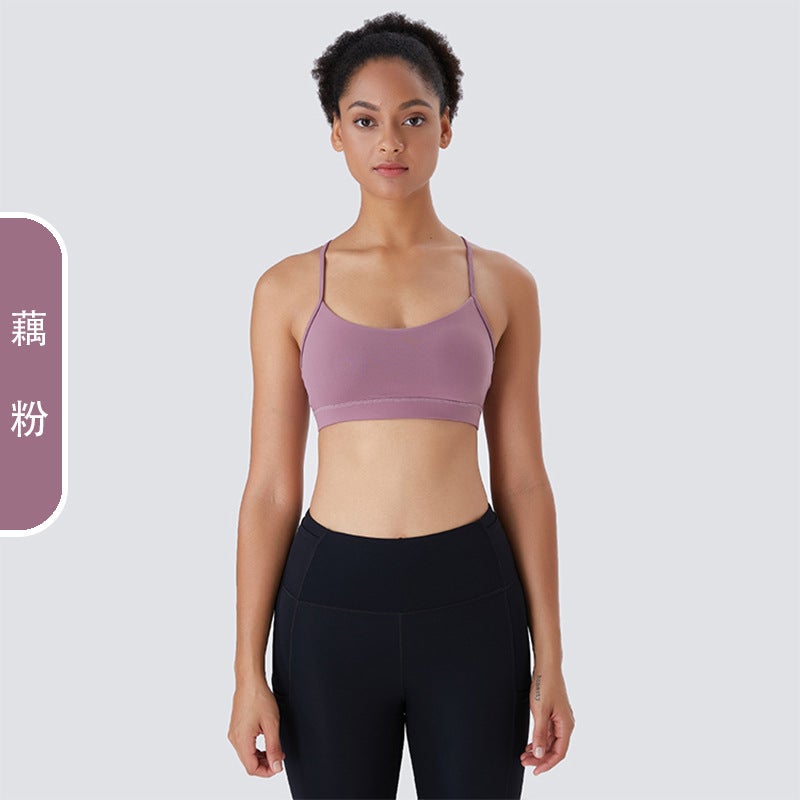 Sports Bra Shockproof Y-Back Fitness Top Summer Yoga lotus root starch 