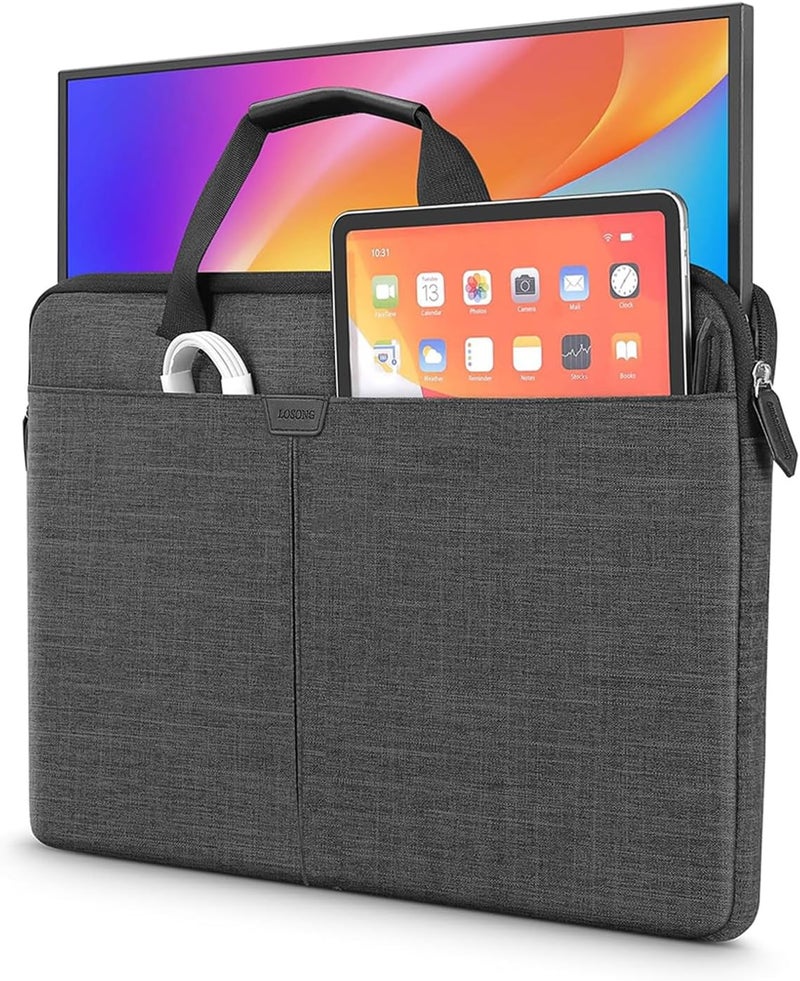 Losong 24 Inch Portable Monitor Case, 23.8-24 inch Laptop Protective Carrying Cover with PU Handle, Large Accessory Pocket and Water Resistant for Travel Monitor Bag Display Screen Sleeve, Black - Image 1