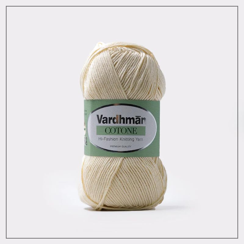 NTGS Vardhman Cotone Hi Fashion Premium Yarn Hand Knitting Yarn Wool I Crochet Hook Needle Thread 600 gm1ball 100 Gram Each Cream Shade no5 - Image 1