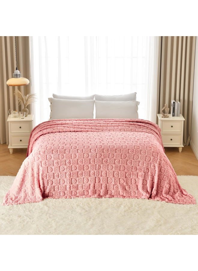 GIOKARNNA Heart Checkered Throw Blankets, for Love Mother Friends Pets,280 GSM Super Soft Warm Lightweight Fluffy Bed Blanket for Women anniversaries(Pink,90"x90") - Image 4