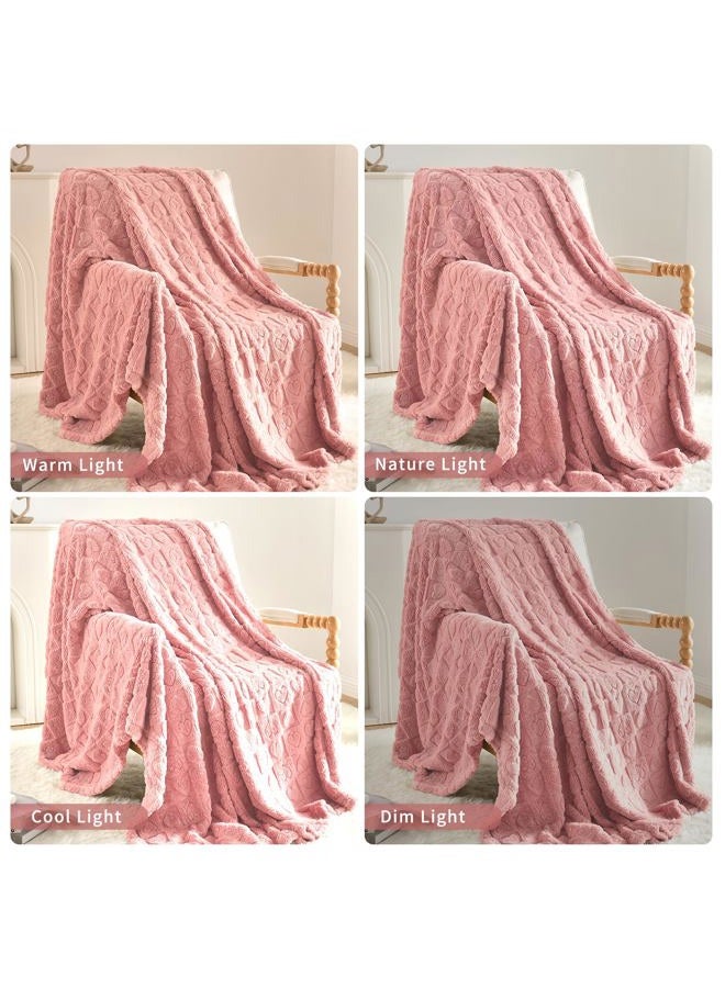 GIOKARNNA Heart Checkered Throw Blankets, for Love Mother Friends Pets,280 GSM Super Soft Warm Lightweight Fluffy Bed Blanket for Women anniversaries(Pink,90"x90") - Image 3