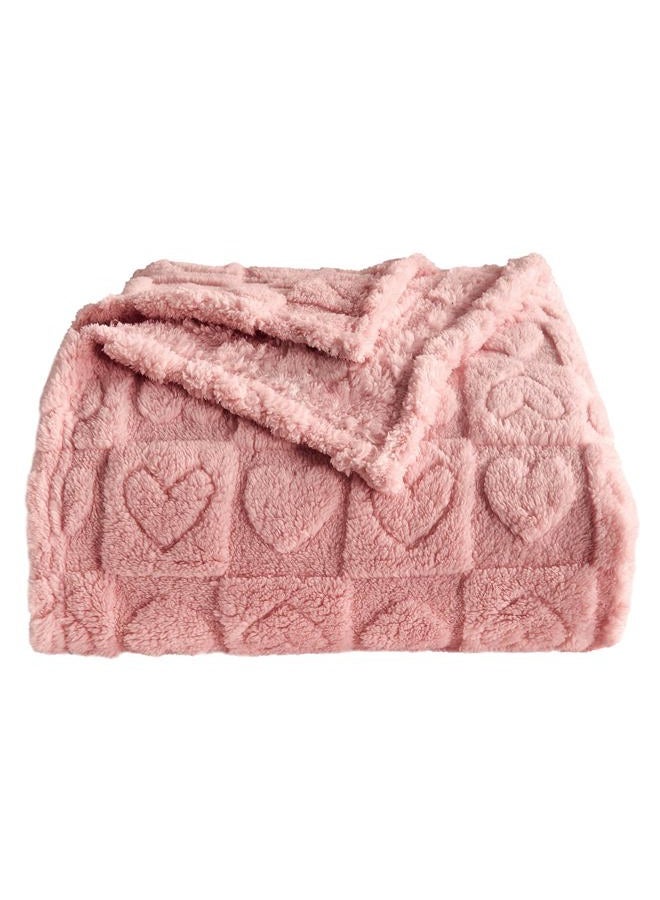 GIOKARNNA Heart Checkered Throw Blankets, for Love Mother Friends Pets,280 GSM Super Soft Warm Lightweight Fluffy Bed Blanket for Women anniversaries(Pink,90"x90") - Image 1