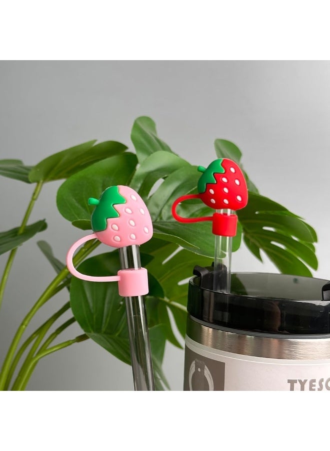 Silicone Straw Toppers for 10mm Straws, 2-Pack Strawberry Straw Covers for Stanley Quencher H2.0 and Simple Modern Tumblers, Food-Grade Reusable Straw Caps - Image 3