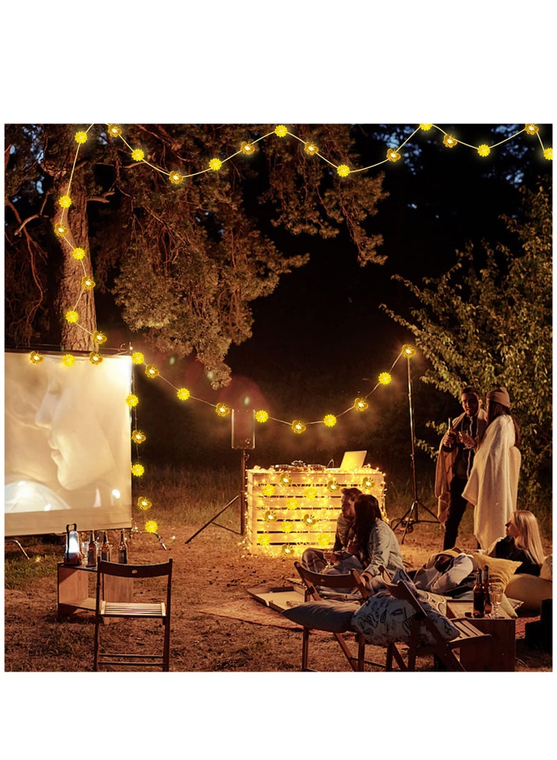Solar Powered Honey Bee Fairy String Lights, 10FT 30LED Bumble Bee and Sunflower Decor for Outdoor Parties and Baby Showers - Image 4