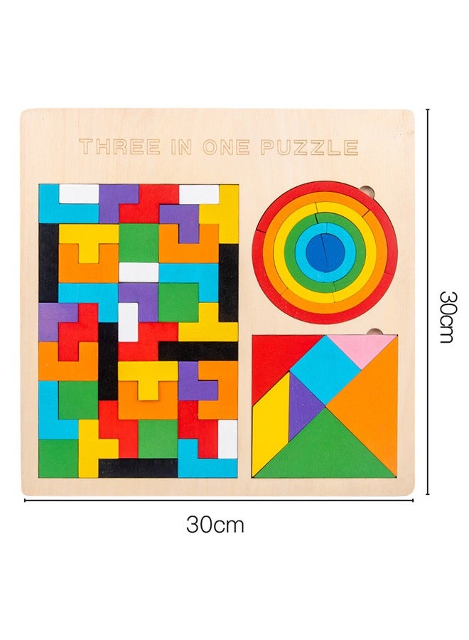 3 in 1 Puzzle, Tetris+Tangram+Colored Arch Building Blocks, Wooden Blocks Puzzle Brain Teasers 3D Puzzle Toy, Learning Educational Toy for Kids Ages 4-6 - Image 5